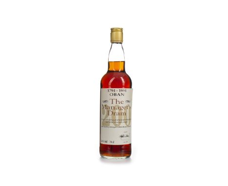OBAN THE MANAGER'S DRAM 200th ANNIVERSARY AGED 16 YEARS Single Malt Scotch Whisky Matured in sherry casks, signed July 1994. 
