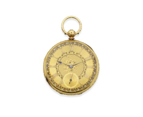 John James, 5 Renshaw Street, Liverpool. An 18K gold key wind open face pocket watchDate: Chester Hallmark for 1865Movement: 