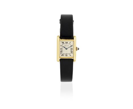 Cartier. A lady's 18K gold manual wind wristwatchModel: TankDate: Circa 1970Movement: 17-jewel ETA Cal.2512 manual windDial: 