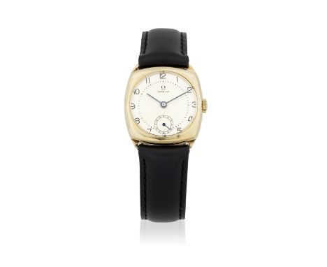 Omega. An early 9K gold manual wind cushion form wristwatchDate: Birmingham Hallmark for 1933Movement: 15-jewel Cal.26.5.SOB.