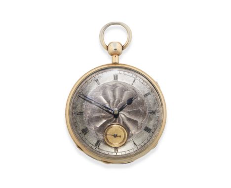 A silver and pink metal key wind quarter repeating open face pocket watchDate: Circa 1850Movement: Gilt, plain brass balance,