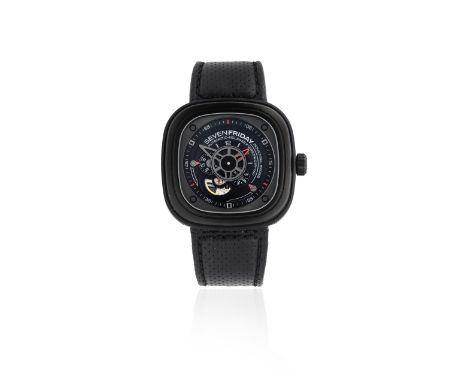 SevenFriday. A black PVD coated stainless steel automatic wristwatchModel: IndustrialReference: SF-03Date: Purchased 15th Jun