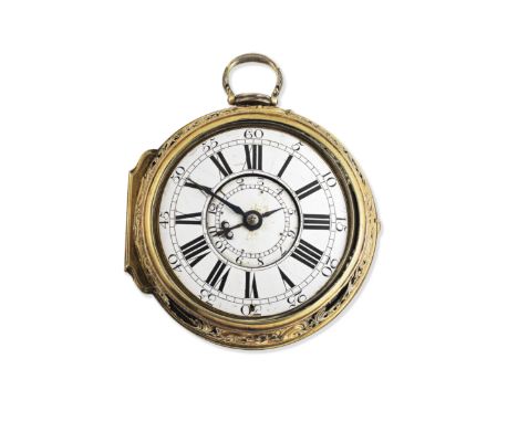 John Harris, London. A very large and rare silver gilt key wound coach pair case clock watch with Alarm and possible Royal co