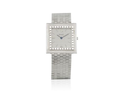 Piaget. A lady's 18K white gold and diamond set manual wind square bracelet watch (AF)Reference: 9127 C4Date: Circa 1980Movem