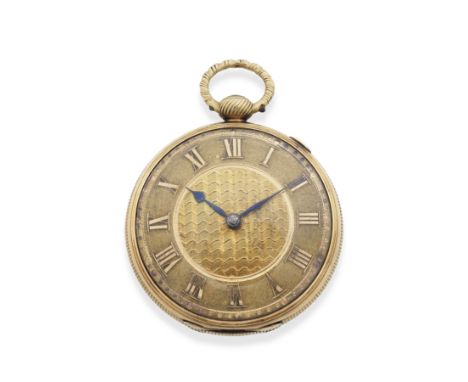 Fisher, Cockspur Street, London. An 18K gold key wind open face pocket watchDate: Circa 1820Movement: Gilt full plate fusee v