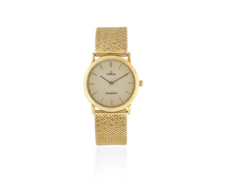 Omega. An 18K gold manual wind bracelet watchModel: ConstellationDate: Circa 1980Movement: 17-jewel Cal.700 manual wind, adju