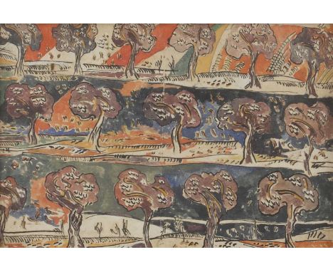 ▴ Renos Loizou (Cypriot-British, 1948-2013)'Trees'signed 'Renos Loizou', inscribed with title and dated 'Oct 1997' on mount, 