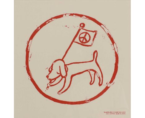 Yoshitomo Nara (Japanese, b.1959)'Peace Dog (Red)'digital print in colour on beige cotton52 x 51cm (visible)Condition ReportF