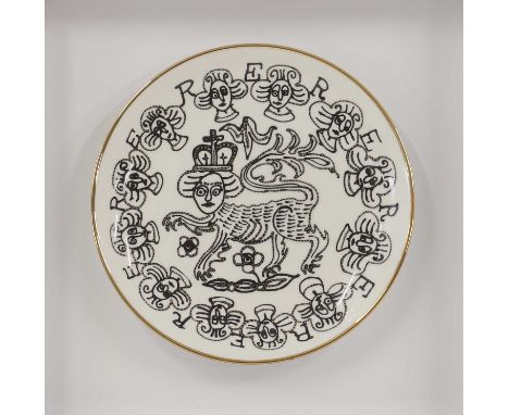 ▴ Sir Grayson Perry RA (b.1960)'Lion Queen', 2022a glazed fine china plate based on the 'Lion Queen Charger' Perry created fo