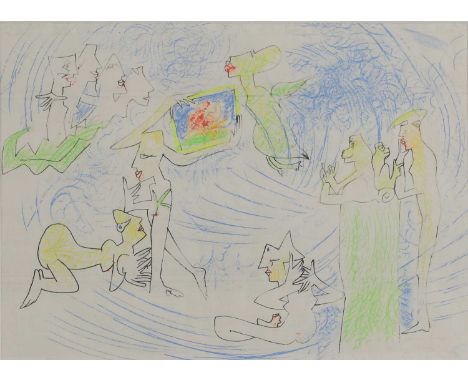 ▴ Roberto Matta (Chilean-Italian, 1911-2002)Untitledvery indistinctly signed and dedicated l.r., mixed media29 x 40cmConditio
