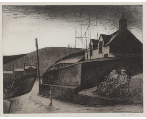 ▴ George Chapman (1908-1993)Rhondda Valley street sceneetching, artist's proof, signed 'George Chapman' in pencil l.r., inscr