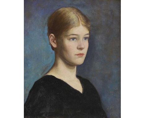 ... Lee (20th century)Portrait of a young woman, bust-length in blacksigned and dated 'LEE/1932' l.r., oil on canvas35.5 x 31