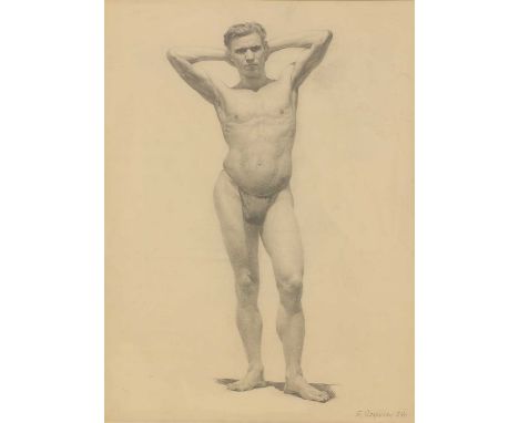 Boris Sporykhin (1928-2020)Standing male model, 1954signed and dated in Cyrillic l.r., pencil56.5 x 40cmCondition ReportFrame