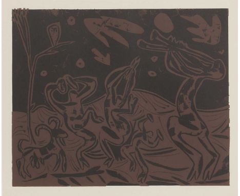 ▴ After Pablo Picasso'Bacchanal with Goat and Owl'linocut in colours, 1962, from 'Picasso Linogravures' published by Galerie 