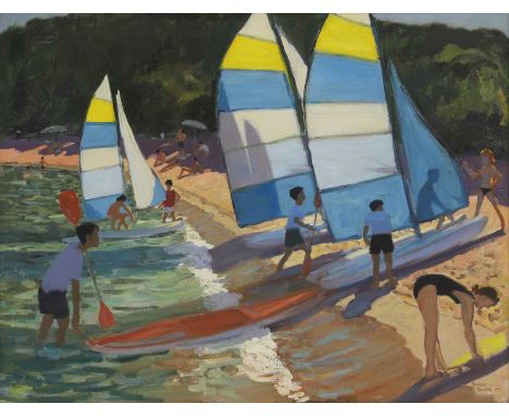 ▴ Andrew Macara (b.1944)'Sail Boats, Corsica'signed and dated 'ANDREW/MACARA 1995' l.r., oil on canvas71 x 91cmCondition Repo