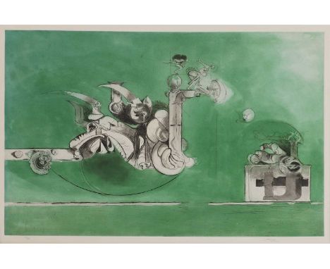 ▴ Graham Sutherland OM (1903-1980) Untitled, a platform with diversetching in colours, signed 'Sutherland' in pencil l.r., nu