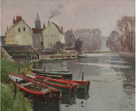 ▴ Maurice Martin (French, 1894-1978)Three red boatsindistinctly signed l.r., oil on canvas54 x 65.5cmCondition ReportFramed: 