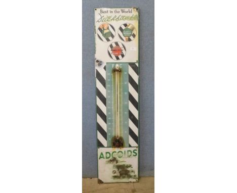 A Duckhams enamelled advertising sign with thermometer 