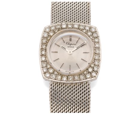 CHOPARDArmbanduhr- Herkunft: Schweiz. Werk: Handaufzug. Gehäuse/Armband: 750/- Weißgold, Lünette mit Diamant-Besatz, Zffbl. s
