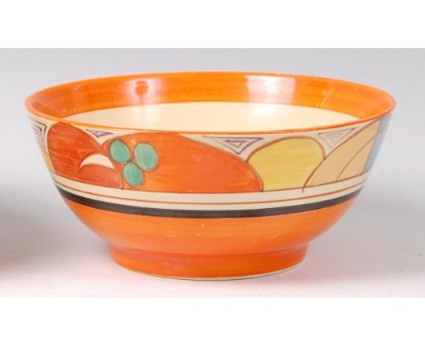 A Clarice Cliff Melons pattern pottery footed table bowl, of circular form, black printed backstamp verso, dia. 18.7cm (with 