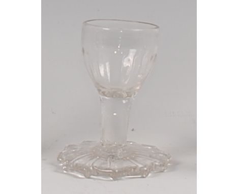 An 18th century hand-blown firing glass, having fluted bowl to flaring shaped foot, g.9.5cm   Condition Report / Extra Inform