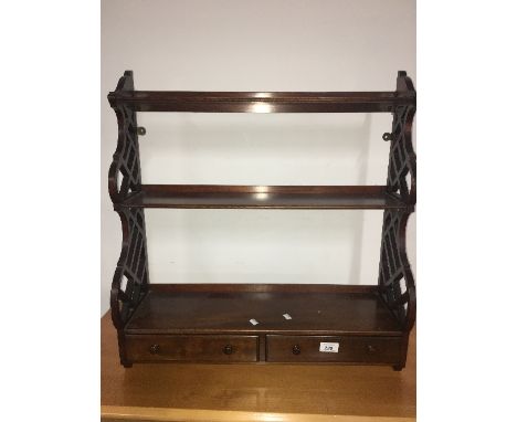 MID 19TH CENTURY MAHOGANY SHELF WITH 2 DRAWERS