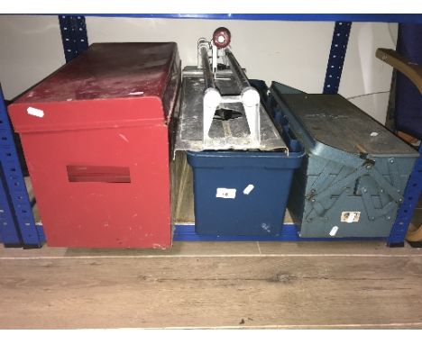 3 TOOL BOXES AND TILE CUTTER