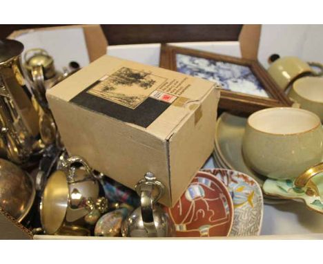 LOT OF SILVER PLATE, STUDIO POTTERY AND OTHER CERAMICS
including Denby, Wedgwood jasperware, Royal Worcester, Coalport, blue 