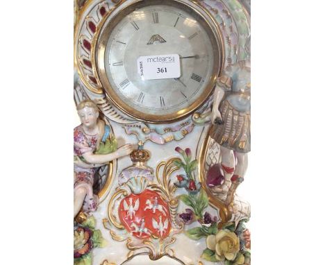 CONTINENTAL CERAMIC PIERCED MANTEL CLOCK ON STAND
Note: losses to ceramic