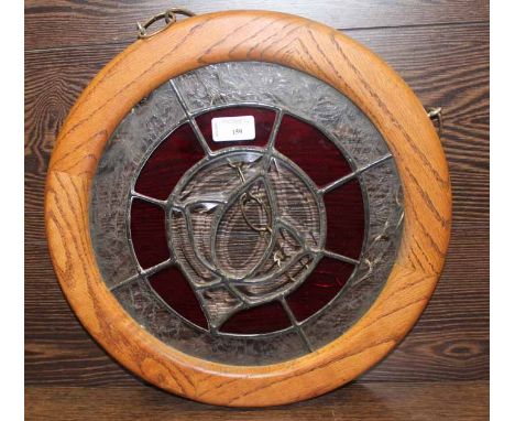 CIRCULAR LEADED GLASS PANEL WITH FLOWER DESIGN 
