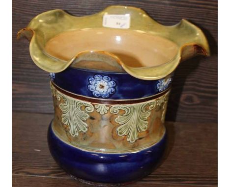 DOULTON STONEWARE PLANTER
in olive green and blue, 20cm high