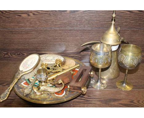 MIXED LOT OF BRASS WARE
including Turkish teapot etc