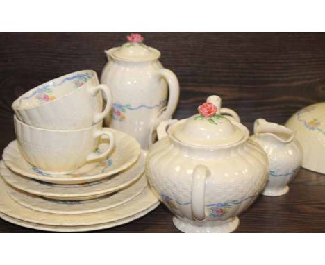 SOHO POTTERY SOLIAN WARE BREAKFAST SET FOR TWO
with rose finial