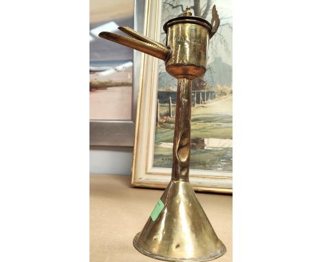 An 18th century brass sanctuary oil lamp, with 1752 inscription 