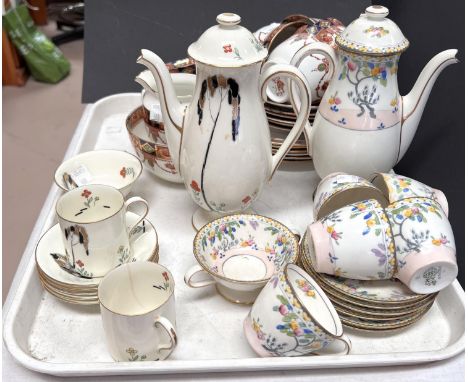 A Royal Doulton Art Deco part coffee set, 13 pieces; similar coffee ware; a japan pattern part tea service, 20 pieces approx 