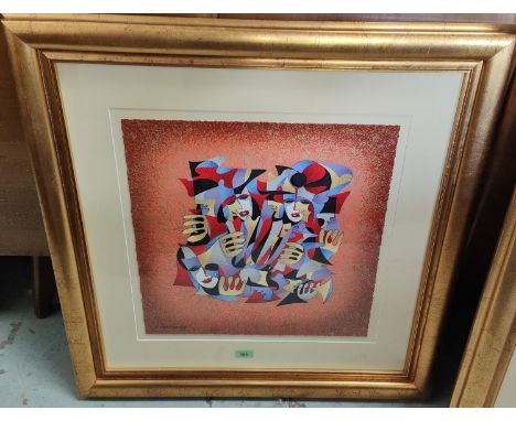 Anatole KRASNYANSKY (1930 - American) "Accordion", an abstract colour seriolithograph on paper,&nbsp; 45 x 45cm, with certifi