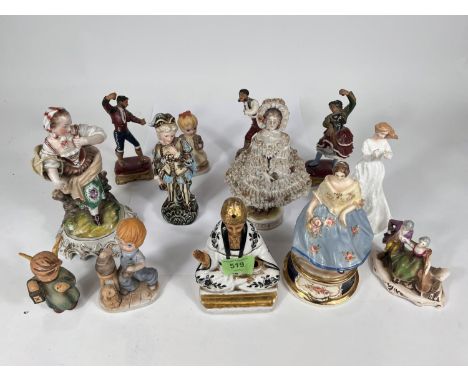 An early 20th century porcelain&nbsp;ink well figure of a buddhist sat in a cross legged position; a selection of late 19th/e