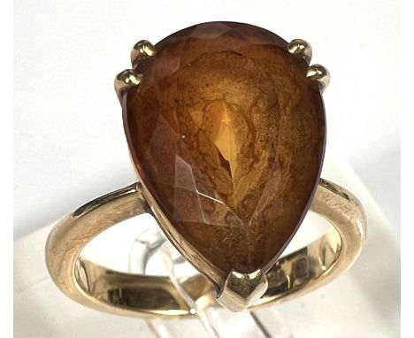 Catherine Best:&nbsp; an 18 carat gold dress ring set pear shaped citrine, 10.8gm gross 