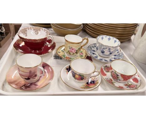 A selection of modern Royal Worcester cabinet cups and saucers; similar china 