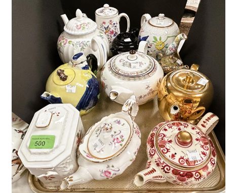 A Royal Worcester tea caddy Lynbrook; a collection of 10 teapots:&nbsp; Royal Worcester; Wedgwood; Hammersley; etc., a japan 