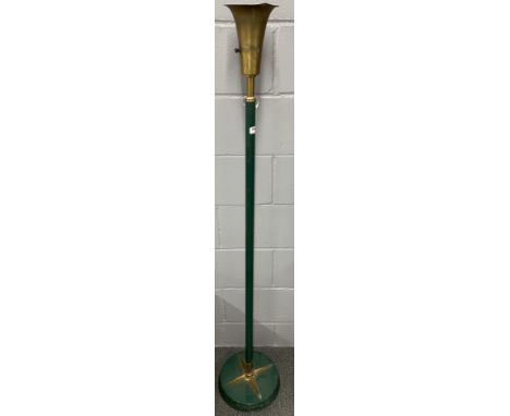 A vintage painted metal and gilt brass standing up-light, H. 159cm.