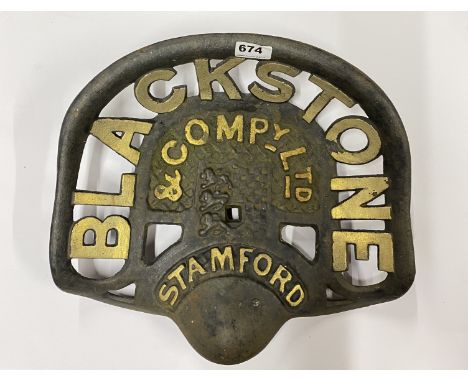 An original cast iron Blackstone and company tractor seat.