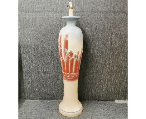 An interesting large freestanding ceramic floor lamp, H. 127cm.