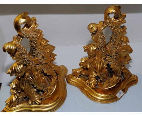 Pair of gilt wood shelf brackets 