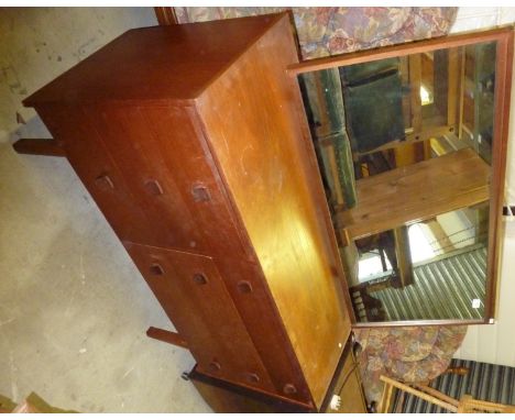 Retro Ercol dressing chest with mirrored back and six drawers 