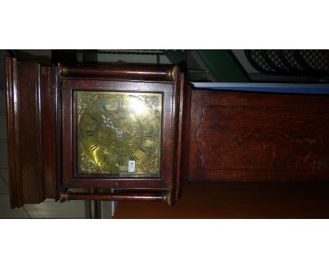 Oak cased 8 day long case clock with brass dial by Kid Malton