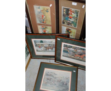 Two framed carriage prints entitled 'The Great Pacer Down Patch' and 'An Early Light Harness Race', a framed hunting print an