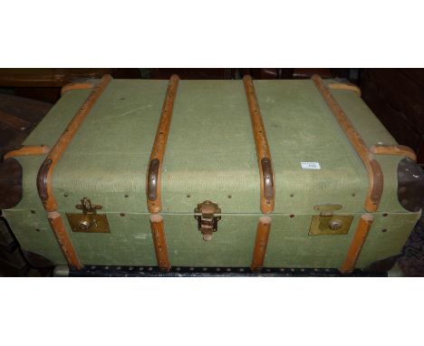Canvas and wooden bound trunk 