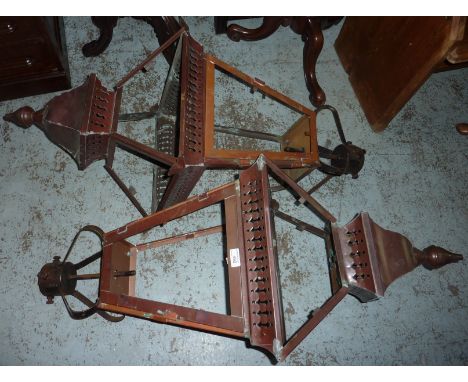 Pair of Victorian style copper street light tops 