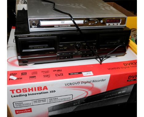 Toshiba VCR/DVD Digital Recorder (brand new in original box), Technics Stereo Cassette Deck RS/TR373 and a Xenius DVD Player 